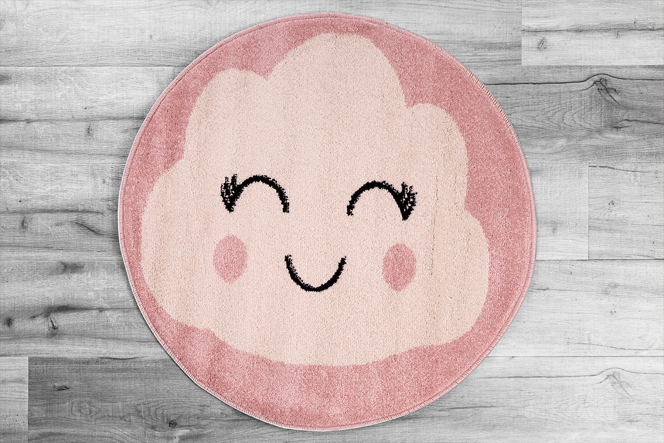 Felhőcske körszőnyeg Pasztellrózsaszín 80 cm átmérőjű